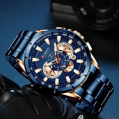 CURREN Reloj Hombre Blue Cronógrafo Acero Pulsera Visualización de Fecha en internet