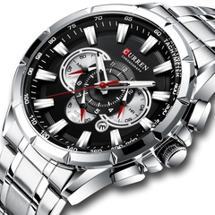 CURREN Reloj Hombre Casual Silver Cronógrafo Acero Pulsera Visualización de Fecha - comprar online
