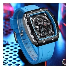 CURREN Reloj Hombre Casual Deportivo Blue-Square Cronógrafo Acero Pulsera Visualización de Fecha - IMPORTLANDIA