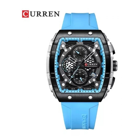 CURREN Reloj Hombre Casual Deportivo Blue-Square Cronógrafo Acero Pulsera Visualización de Fecha - comprar online