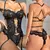 Body transparente sexy com cinto de liga e tanga, conjunto de roupa interior - HotSexy
