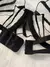 Conjunto de 2 peças de roupa interior sensual bordado do copo de peito preto da mulher, para uso nas quatro estações. - loja online