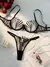 Conjunto de 2 peças de roupa interior sensual bordado do copo de peito preto da mulher, para uso nas quatro estações. - comprar online