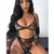 Imagem do Conjunto de lingerie feminina sexy roupa interior de renda ver através do biquíni sutiã erótico para senhoras tanga de cintura baixa cor sólida lingerie erótica
