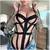 Conjunto bodysuit de bandagem oco para mulheres, lingerie erótica, macacão sex na internet