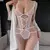 Bodysuits de renda sexy para mulheres, conjuntos abertos de lingerie em V - loja online