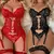 Body transparente sexy com cinto de liga e tanga, conjunto de roupa interior
