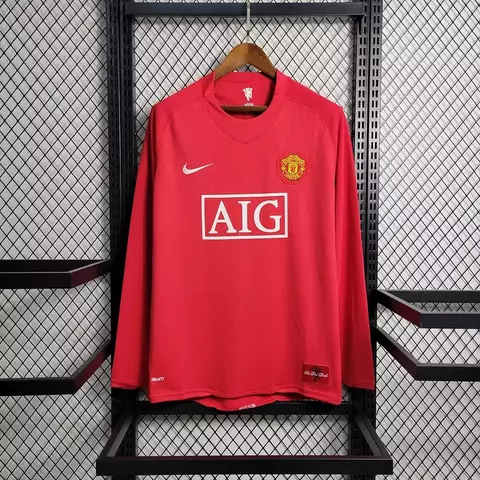 Camisa Manchester United 07/08 Home Retrô (Manga Longa) - Vermelha