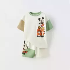 conjunto manga curta impresso Mickey infantil, roupas de verão, t-shirt e shorts na internet