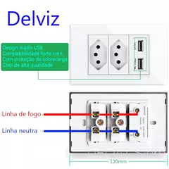 Imagem do USB tomada de parede, Energía 110 V - 225 V