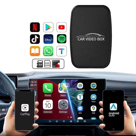 Adaptador inalámbrico CarPlay Android Auto +YouTube y Netflix