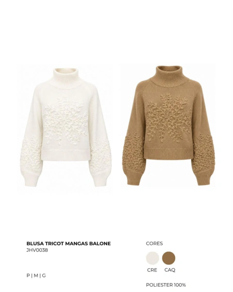 Blusa Tricot Mangas Balone
