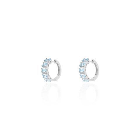 BRINCO PRATA ARGOLA CINCO RETÂNGULOS 3MM SKY MOISSANITE