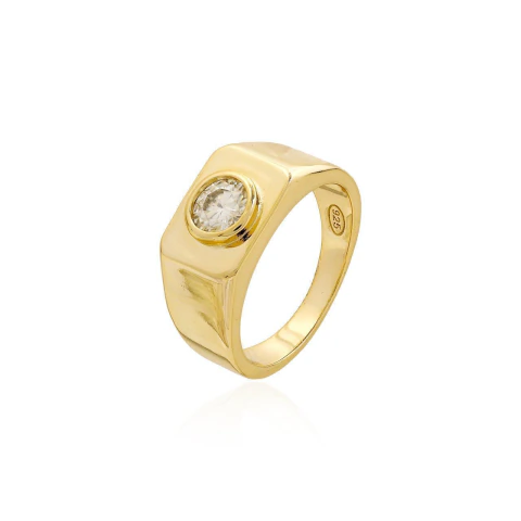 ANEL PRATA OURO DEDINHO QUADRADO PONTO DE LUZ 5MM CRAVAÇÃO INGLESA MOISSANITE