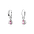 BRINCO PRATA ARGOLA LISA 9MM COM GOTA 3MM PENDURADA CRAVAÇAO EM VOLTA SAFIRA PINK