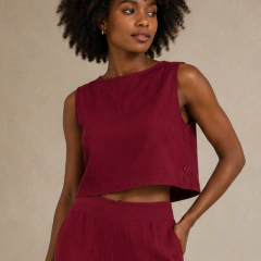 Conjunto Cropped e Calça Capri em Viscose - comprar online