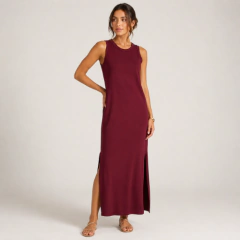 VESTIDO LONGUETE MARSALA