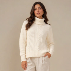 Blusa em Tricot Com Gola
