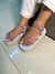 Flat confort azul com tira de strass colorida na internet