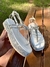 Flat luxo prata com branco fivela - comprar online