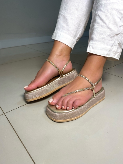 Flat dourada nó strass - comprar online