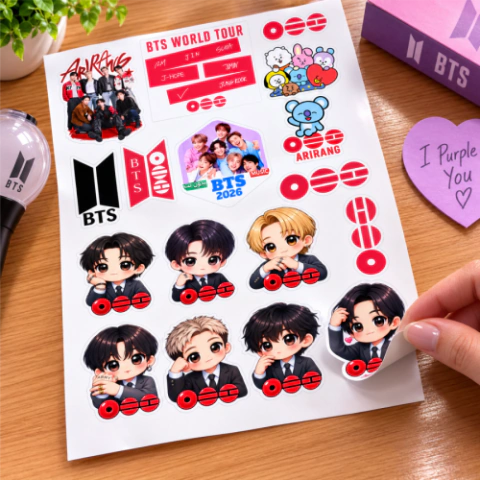 Arte Digital de Cartela de Adesivo Recorte BTS