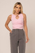 cropped canelado rosa regata com detalhe em metal dourado