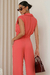 conjunto blusa e calça wide leg coral em tecido milan 100% poliéster - Brasiliensis | Moda made in Brazil