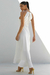 vestido longo off white franzido no busto com babado na barra - comprar online