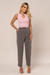 cropped canelado rosa regata com detalhe em metal dourado - loja online