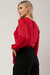 blusa chiffon vermelho com faixa, decote redondo e zíper lateral - comprar online