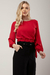 blusa chiffon vermelho com faixa, decote redondo e zíper lateral na internet