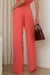 Imagem do conjunto blusa e calça wide leg coral em tecido milan 100% poliéster