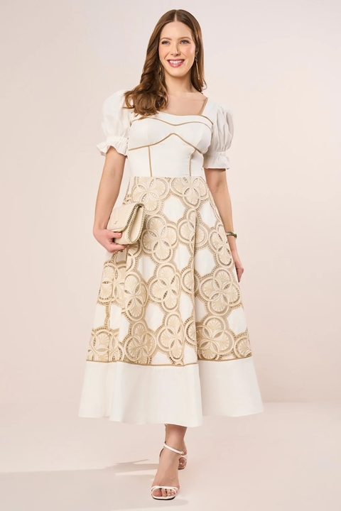 Vestido Midi com Bardados Artesanal Fascinius