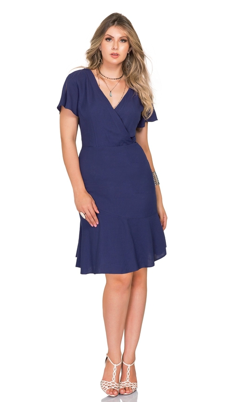 Vestido Midi Azul Transpassado Modus e Mania