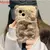 Ins coreano bonito capivara caso macio para iphone 15 pro max caso 16 14 plus 13 12 11 inverno peludo pele macia à prova de choque capa coque - Capibara Senpai