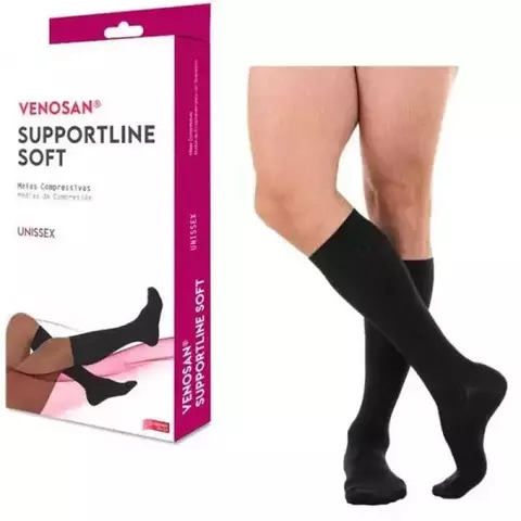 MEIA DE COMPRESSÃO VENOSAN SUPPORTLINE SOFT 18-22MMHG AD 3/4 PÉ FECHADO PRETO - comprar online