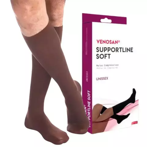 MEIA DE COMPRESSÃO VENOSAN SUPPORTLINE SOFT 18-22MMHG AD 3/4 PÉ FECHADO MARROM - comprar online