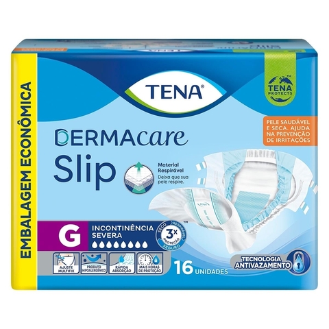 FRALDA TENA DERMACARE SLIP PACOTE COM 16UN