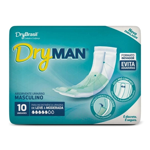 ABSORVENTE URINÁRIO MASCULINO PACOT COM 10UN - DRYMAN