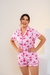 Pijama Americano Coração Xadrez Rosa - comprar online