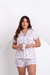 Pijama Americano Branco com Flores Azuis - comprar online