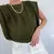 Camisola de Tanque Casual Mangas Soltas Ruched StreetWear - loja online