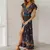 Vestido Maxi Feminino com Decote em V - Estampa Floral Boêmia na internet
