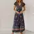 Vestido Maxi Feminino com Decote em V - Estampa Floral Boêmia - loja online