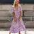 Mini Vestido Boho Roxo TEELYNN - Estilo Boêmio com Estampa Floral e Babados - comprar online