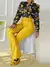 Conjunto 2 Peças Feminino - Camisa Estampada com Botões e Calça Cintura Alta Flare | Estilo Elegante de Escritório - loja online