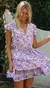 Mini Vestido Boho Roxo TEELYNN - Estilo Boêmio com Estampa Floral e Babados