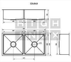 Cuba Dupla Linea - LCD4040 - 40x40x21cm + 40x40x21cm - High Inox - comprar online