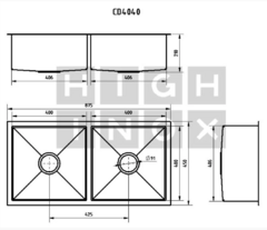 Cuba Dupla Standard - CD4040 - 40x40x21cm - High Inox - comprar online